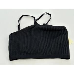 Aerie Women's Black Ribbed‎ Stretch Wireless Spaghetti Strap Sports Bra Size XS